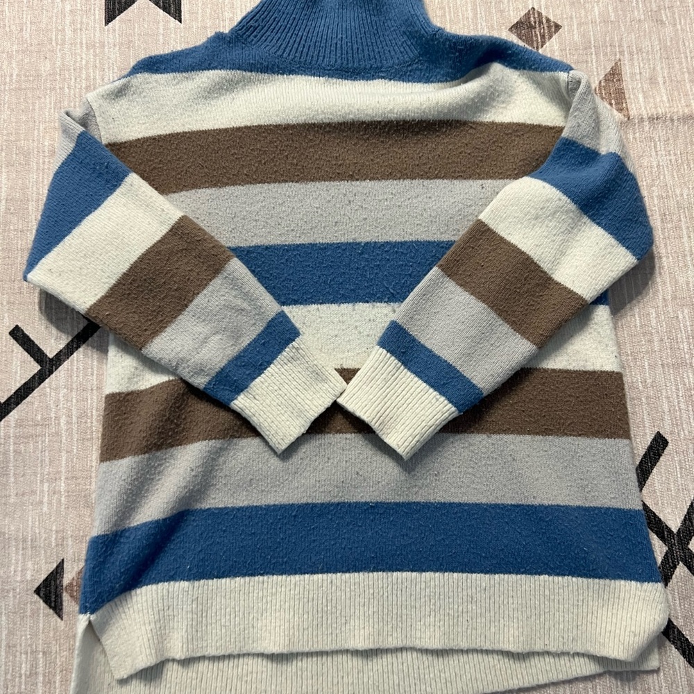 Striped Men's Sweater - Blue, Brown, and Gray